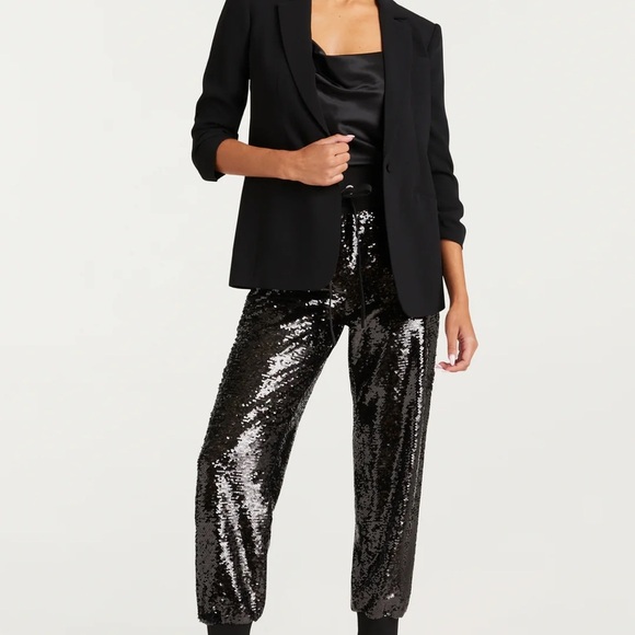 Cinq à Sept Black Sequin Joggers XS - Picture 1 of 4